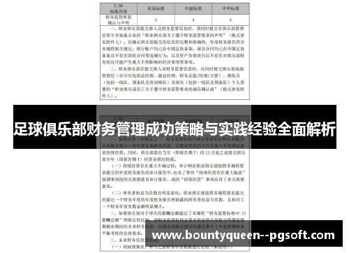 足球俱乐部财务管理成功策略与实践经验全面解析 足球俱乐部财务管理成功策略与实践经验全面解析